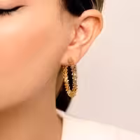 گوشواره حلقه ای خاویاری استیل YSX - رنگ ثابت