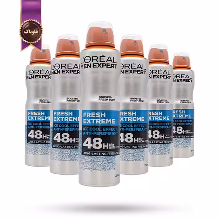 6 عدد اسپری ضد تعریق مردانه لورآل Loreal مدل خنکی فوق‌ العاده Fresh Extreme حجم 250 میلی لیتر (اورجینال)