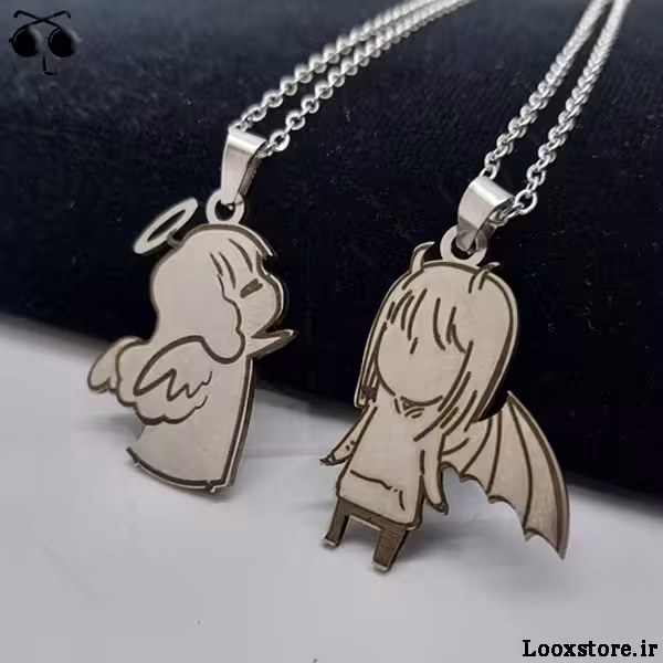 گردنبند ست فرشته شیطان استیل جدید