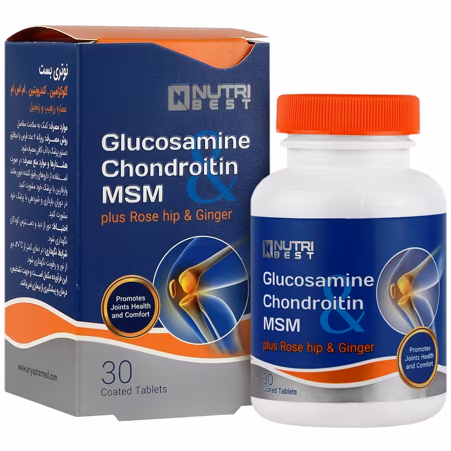 قرص گلوکزامین کندروتین و ام اس ام  نوتری بست 30 عدد Nutri Best Glucosamine Chondroitin and MSM