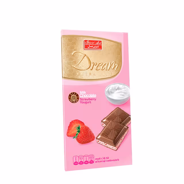 شکلات مغزدار ماست و توت فرنگی شیرین عسل 100 گرمی