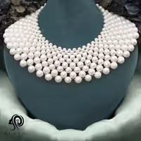 گردنبند مروارید نقره زنانه طوق مدل KEY 8