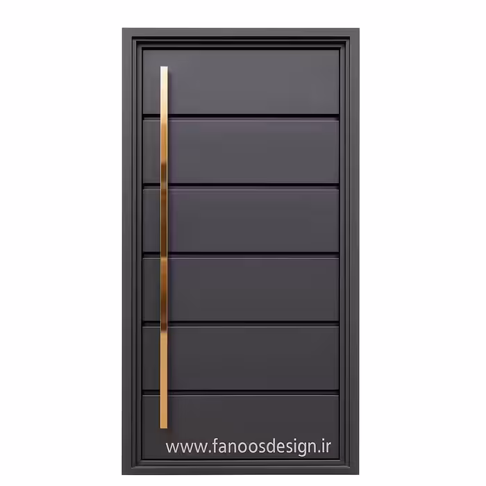 درب حیاط مدرن طوسی با دستگیره طلایی | تک‌لنگه مینیمال  – کد 30185