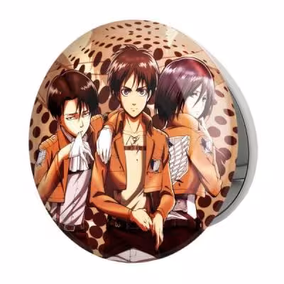 آینه جیبی خندالو طرح میکاسا و ارن و لیوای انیمه اتک آن تایتان Attack on Titan مدل تاشو کد 18527