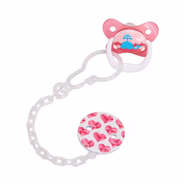 زنجیر پستانک صورتی طرح قلب دکتر براون DrBrowns