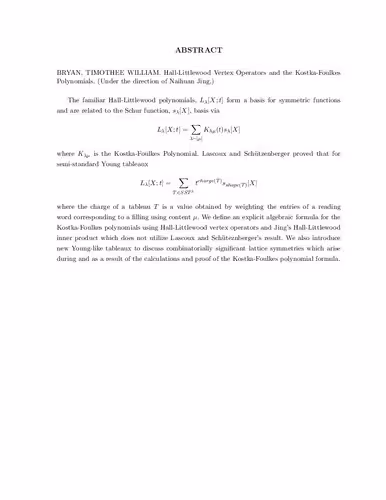 خرید و دانلود نسخه کامل کتاب Hall-Littlewood Vertex Operators and the Kostka-Foulkes Polynomials