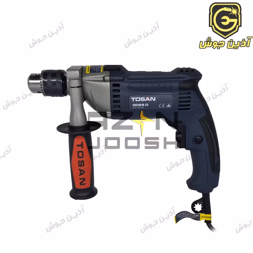 دریل چکشی 810 وات 13 م.م نیم تنه فلزی توسن Tosan مدل 0028D