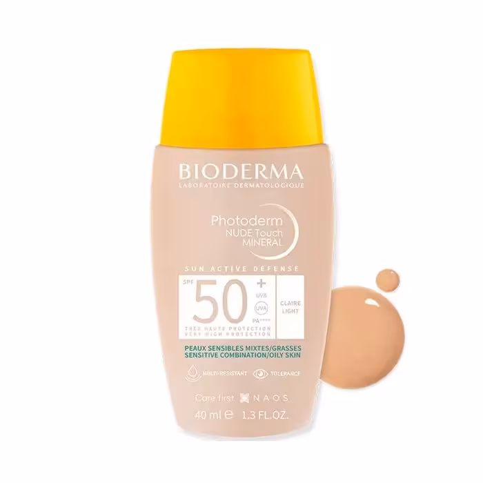 فلوئید ضد آفتاب مینرال نود تاچ بایودرما رنگ لایتPhotoderm NUDE Touch MINERAL SPF50  Light Tint