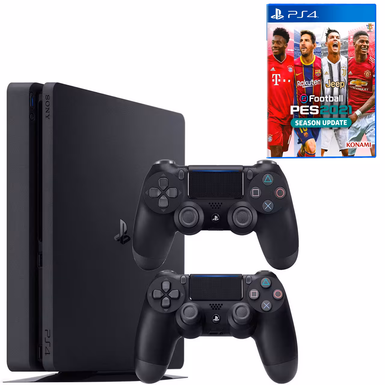 باندل کنسول بازی سونی مدل پلی استیشن 4 اسلیم کد CUH-2218B ظرفيت 1ترابایت   2 دسته مشکی   دیسک PES 2021