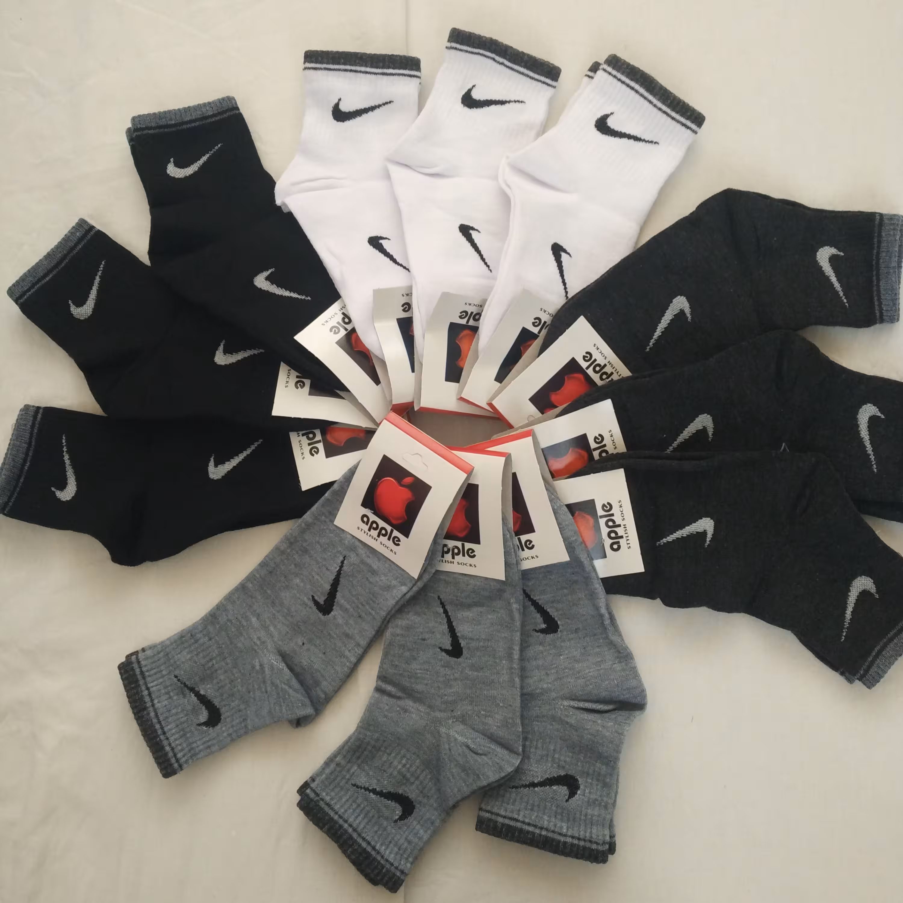 پک 8عددی جوراب نخی نیم ساق کیفیت عالی مدل اسپرت