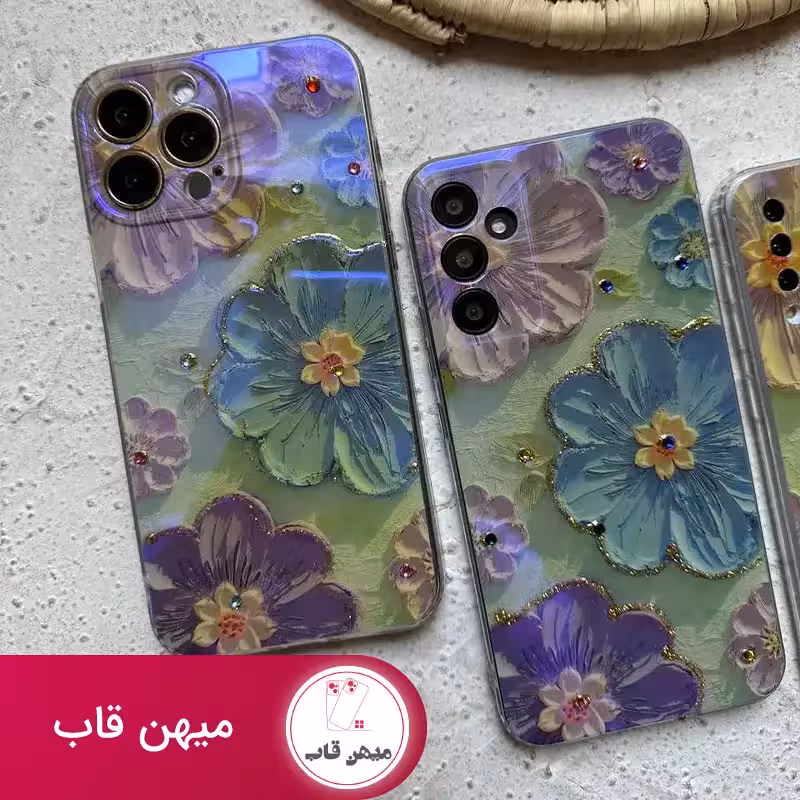 قاب گوشی سامسونگ و شیائومی گل یخی آبرنگی - کد (40936)