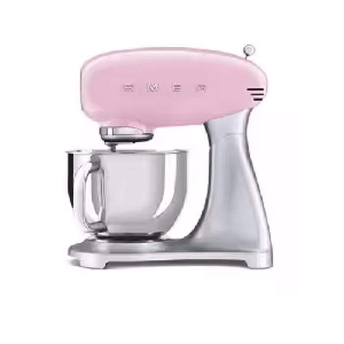 همزن کاسه دار اسمگ SMEG پایه استیل مدل SMF02 صورتی