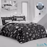 روتختی طرح گلدار سفید مشکی دو نفره برند Turkaz کد 2166