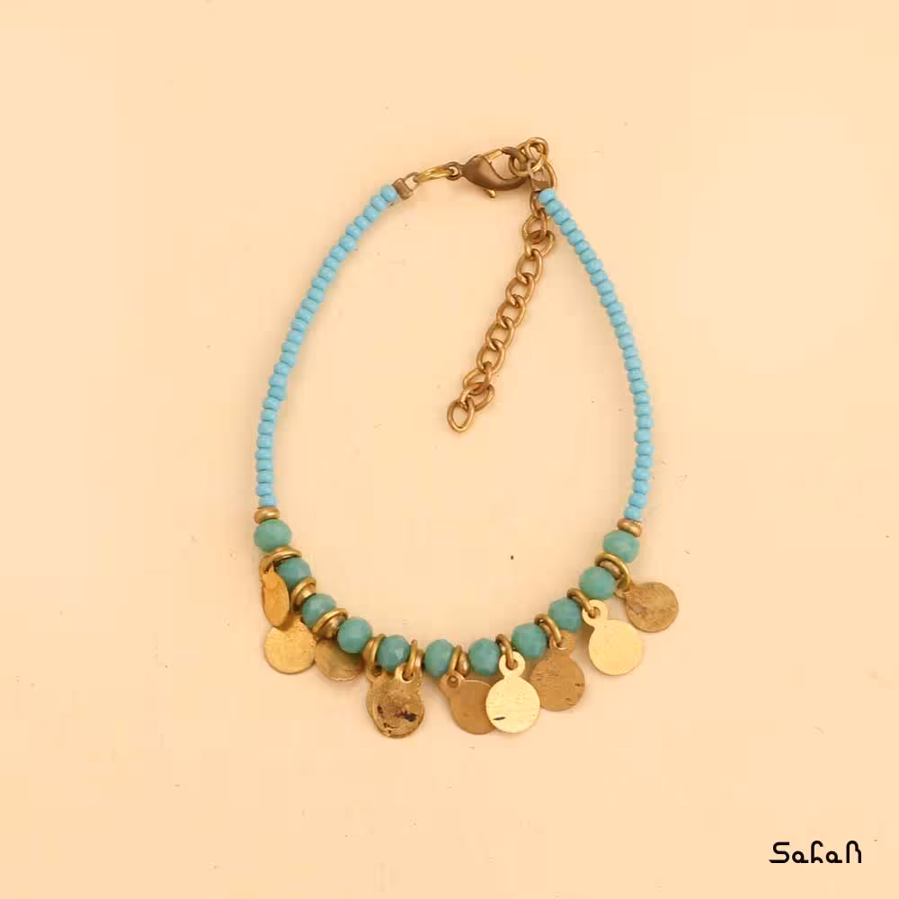 دستبند هندی برنجی پولکی