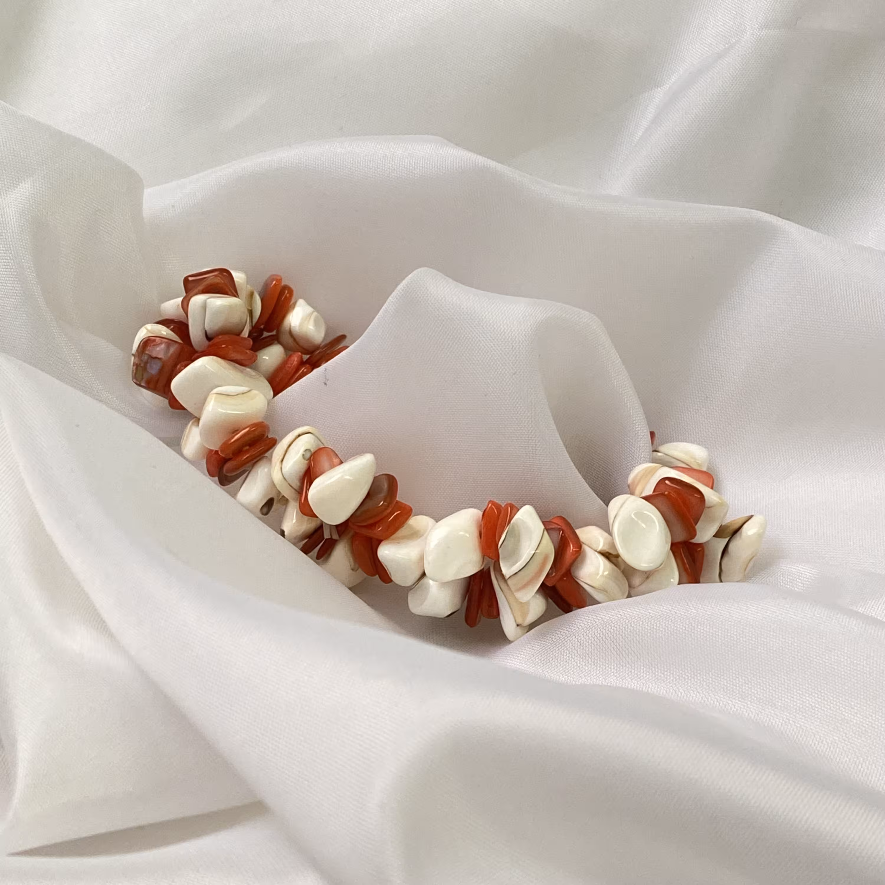 دستبند سنگ و صدف طبیعی رنگی رنگی