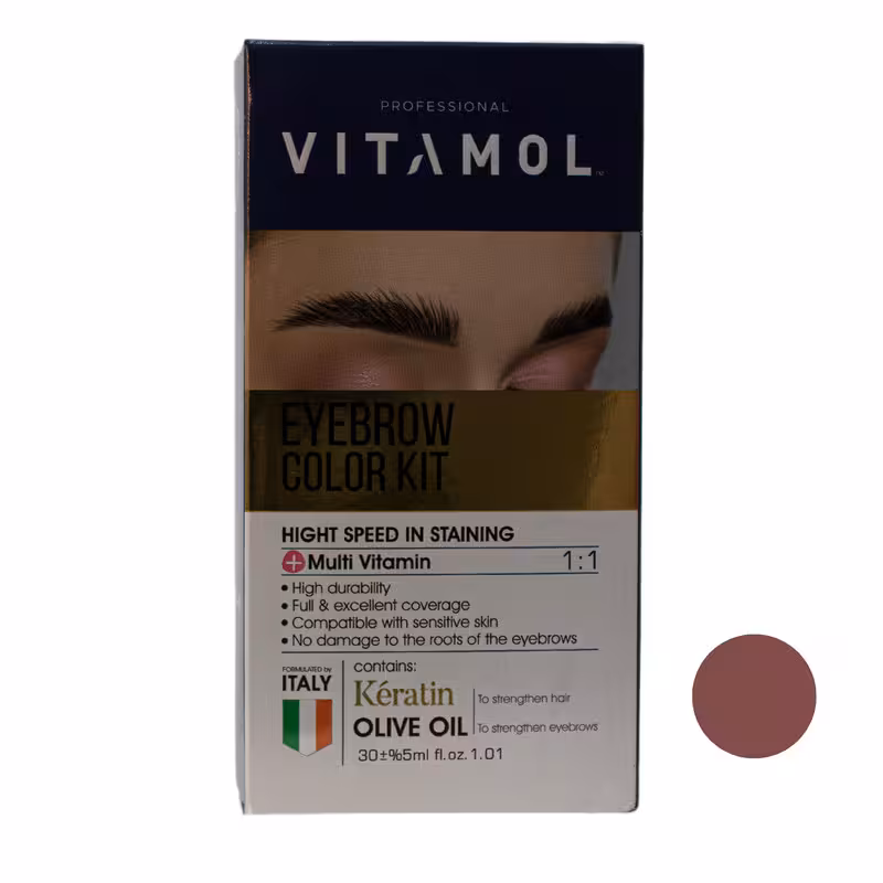 کیت رنگ ابرو ویتامول شماره S2 حجم 30 میلی لیتر رنگ شنی خیلی روشن