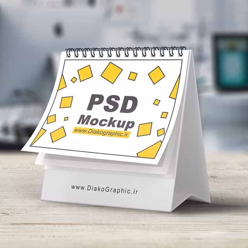 دانلود موکاپ تقویم روی میز به صورت لایه باز فتوشاپ