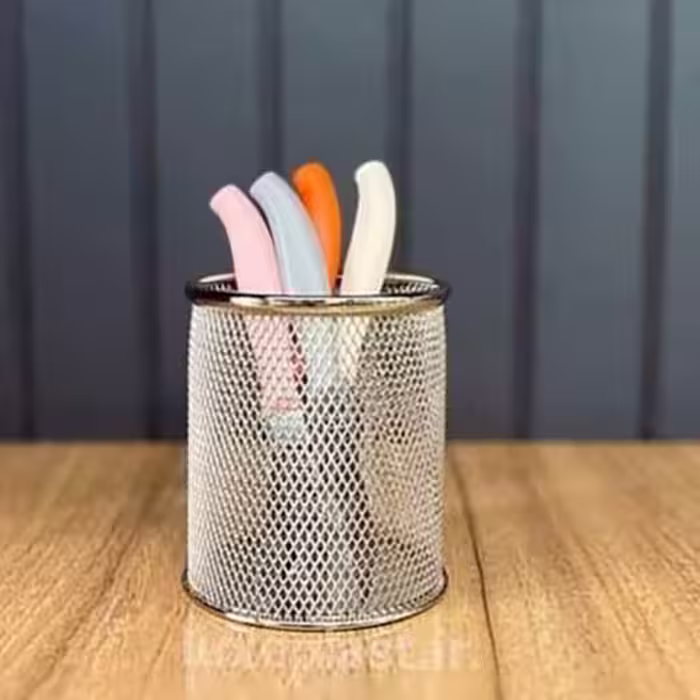جا قلمی نقره ای فلزی توری