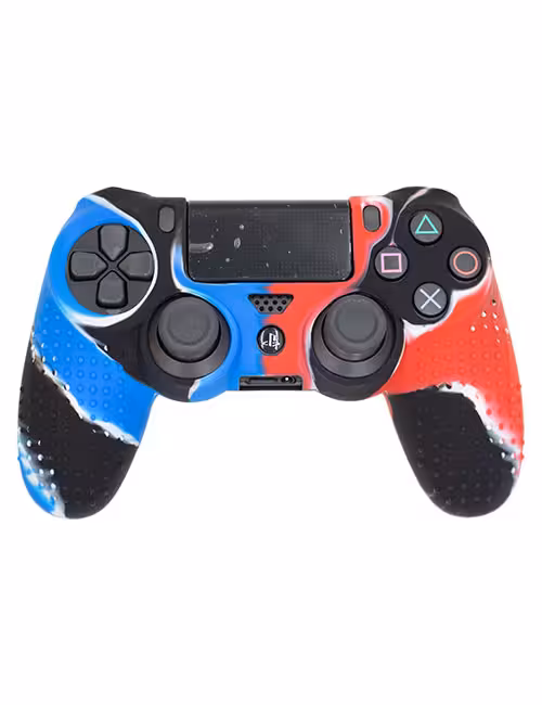 روکش محافظ آجدار دسته PS4 مشکی آبی قرمز
