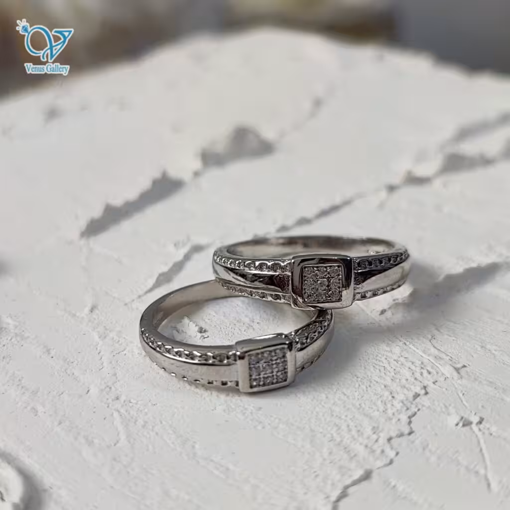 حلقه ست نقره طرح طلا سفید کد 5146