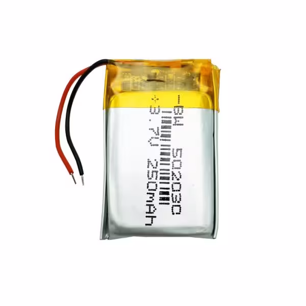 باتری لیتیوم پلیمر ظرفیت 250mAh سایز 5*20*30 میلی متر