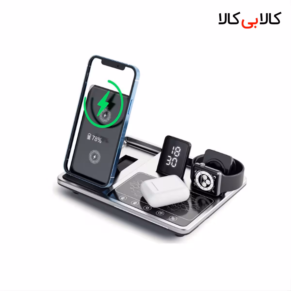 شارژر رومیزی 15 وات گرین لاین مدل Wireless-Ch station 4 in 1