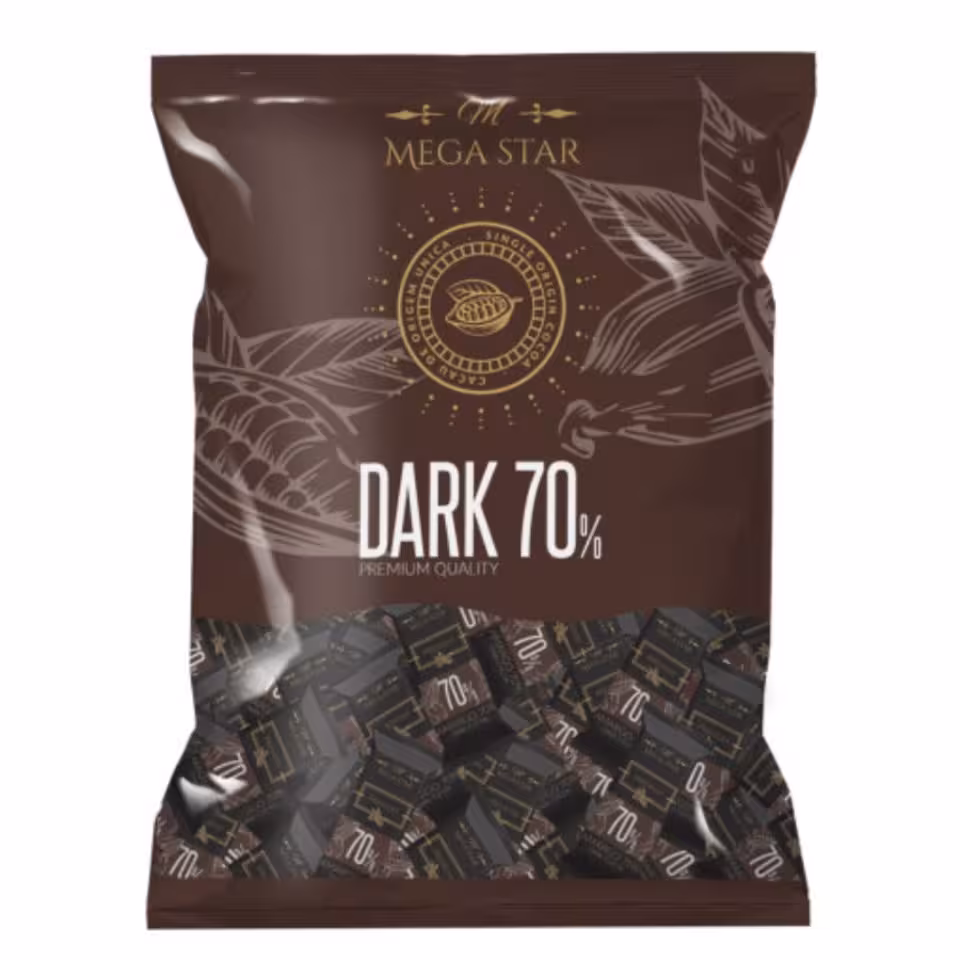 شکلات پذیرایی مگا استار تلخ 70 درصد یک کیلویی mega star