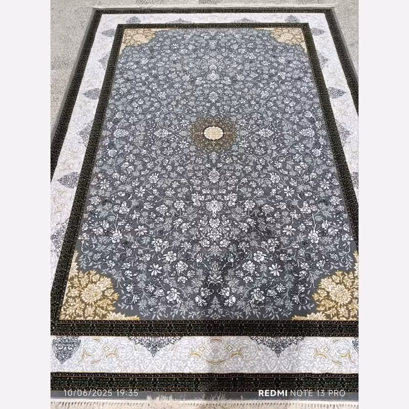 فرش9متری جدید کاشان نقشه باران دودی مناسب دکوراسیون لوکس