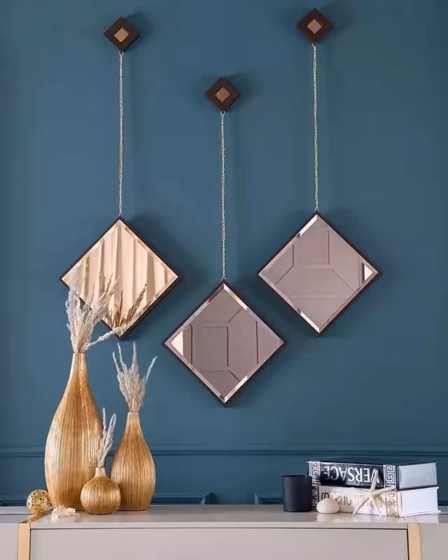 آینه 3 تیکه دکوراتیو زنجیر دار (پست پیشتاز پس کرایه)