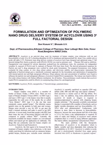 خرید و دانلود نسخه کامل کتاب Formulation and optimization of polymeric nano drug delivery system of acyclovir using 3(2) full factorial design