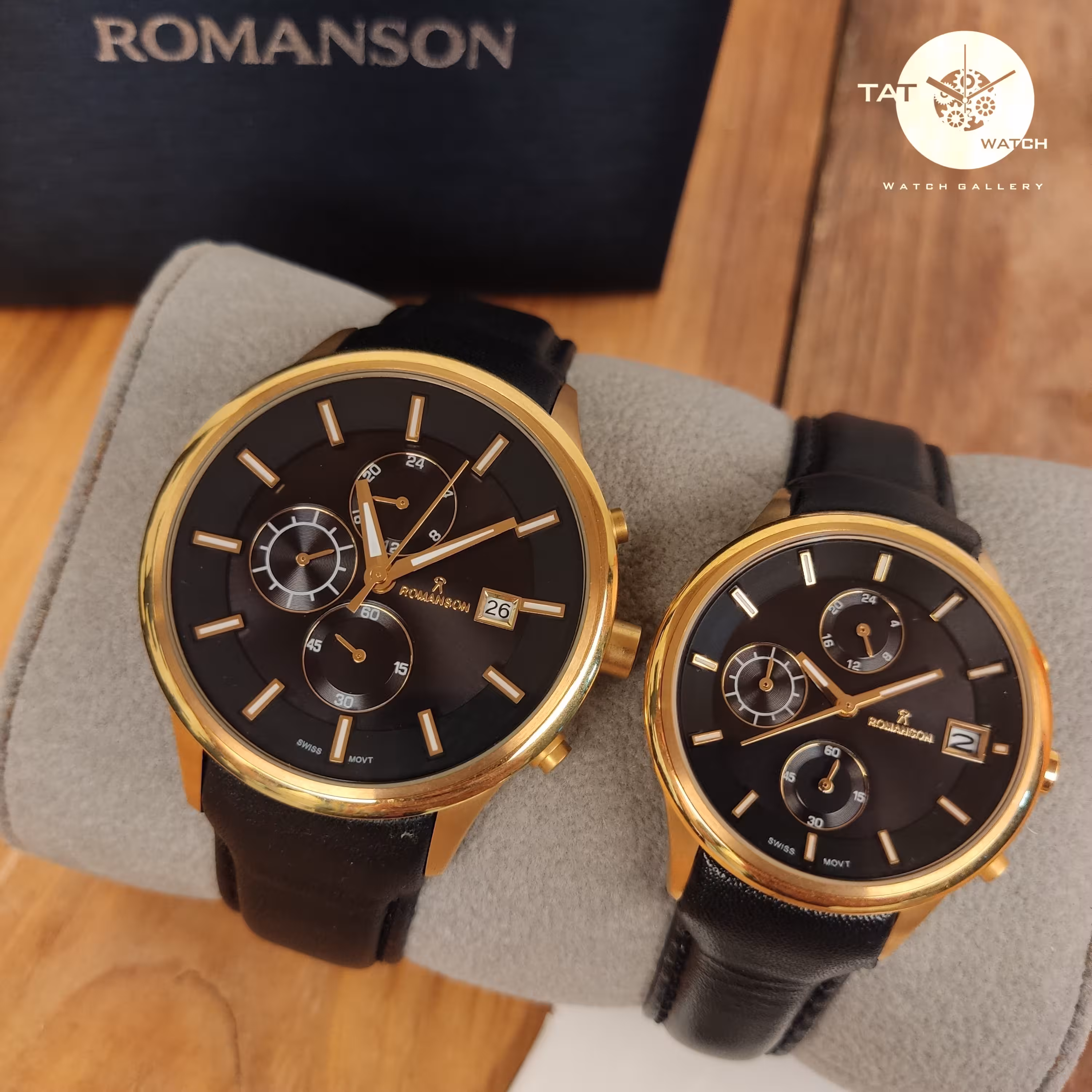 ساعت ست رومانسون بند چرمی