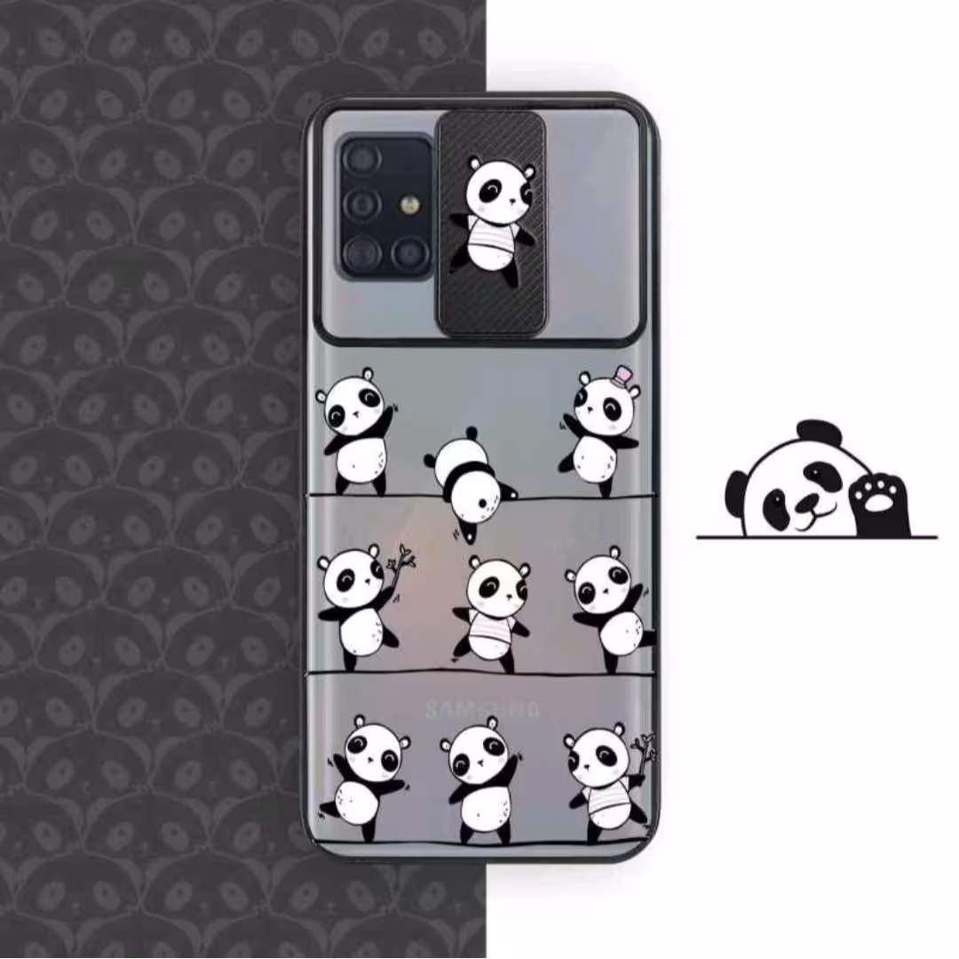 قاب گوشی سامسونگ A42 مدل پاندا درختی دارای محافظ لنز کشویی