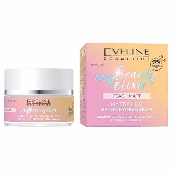 کرم مرطوب کننده پوست چرب اولاین EVELINE اصل مدل Peach Matt سری مای بیوتی اکسیر MY BEAUTY ELIXIR حجم 50 میلی لیتر