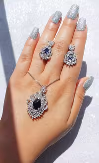 نیمست یاقوت کبود نقره جواهری کد 00445