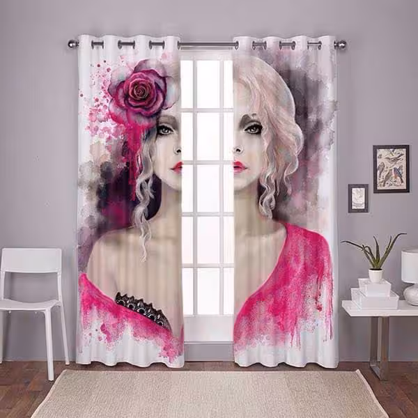 پرده چاپی نیمرخ زن کد A095