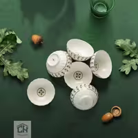 پیاله چینی گرد گلدکیش ست 6 تایی طرح ROYSA مدل GK701137-2