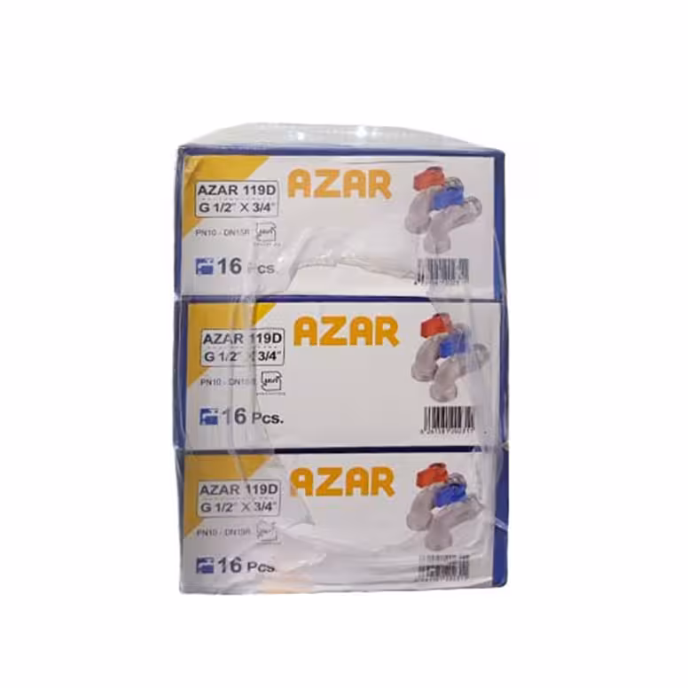 شیر ماشین لباسشویی آذران 119 سایز یک دوم کارتن 96 عددی