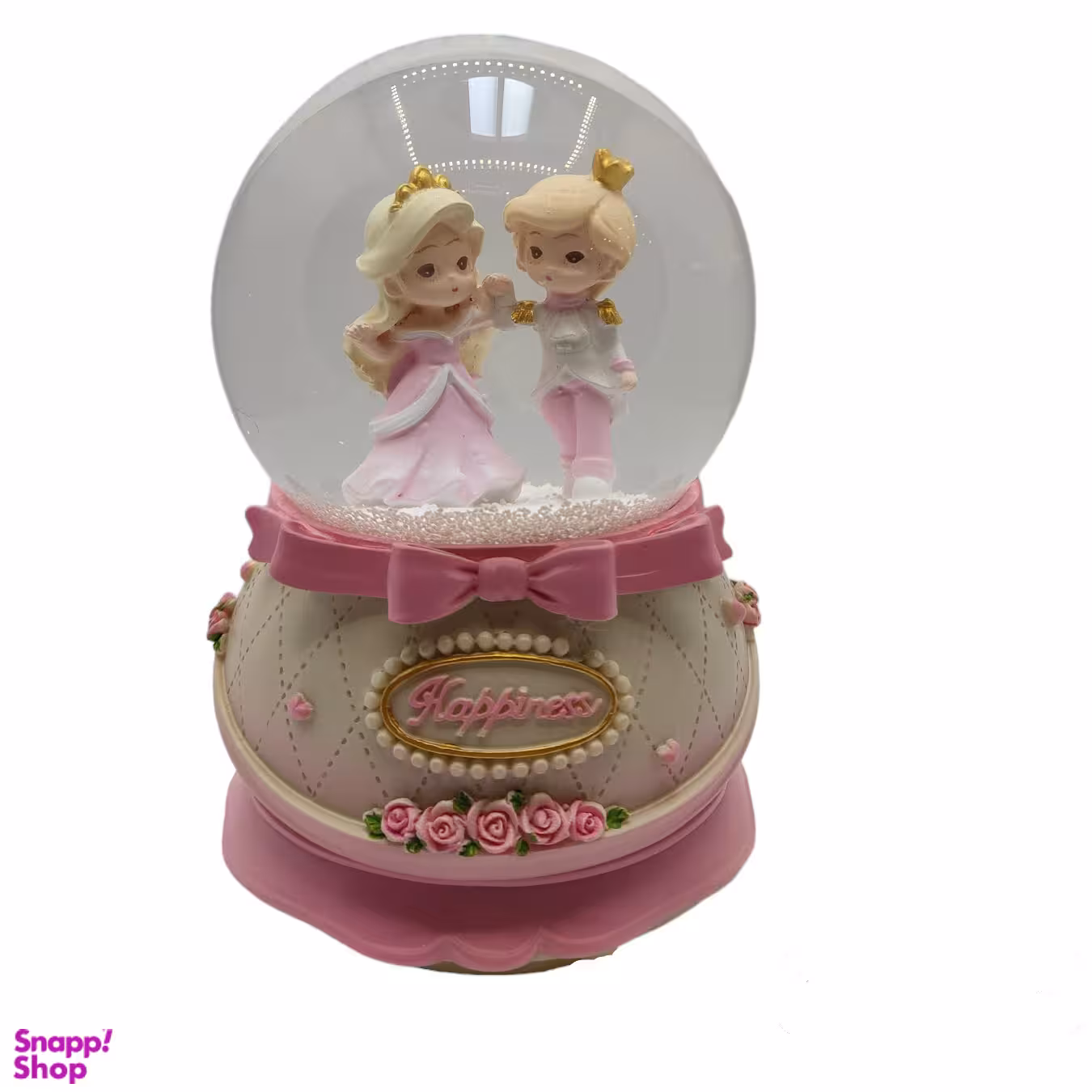 گوی موزیکال مدل چراغ دار طرح پرنسس زیبا و شاهزاده کد 05