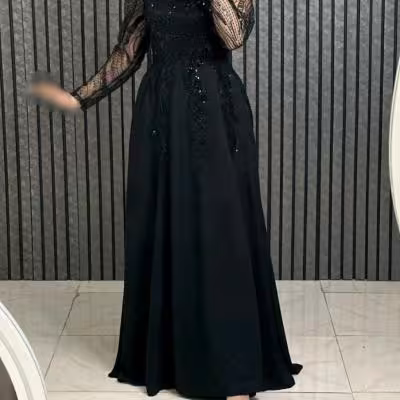 پیراهن شب زنانه کرپ مدل منجوق دوز شده لباس شب پیراهن مجلسی خاص و شیک زنانه