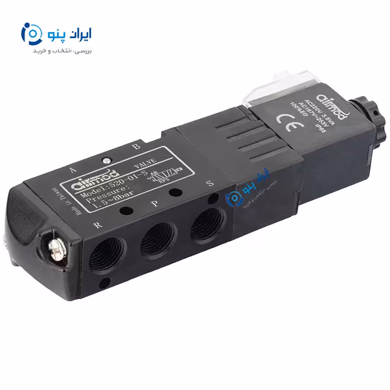 شیر برقی 5/2 سایز 1/8 تک بوبین ایرمد airmod | مدل 520-01-S