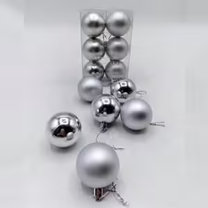 اویز گوی کریسمس نقره ای 4 6 10 سانت