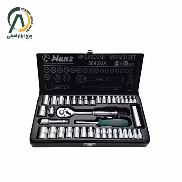 جعبه بکس 40 پارچه درایو 1/4 و 3/8 هنس مدل 5640MAR