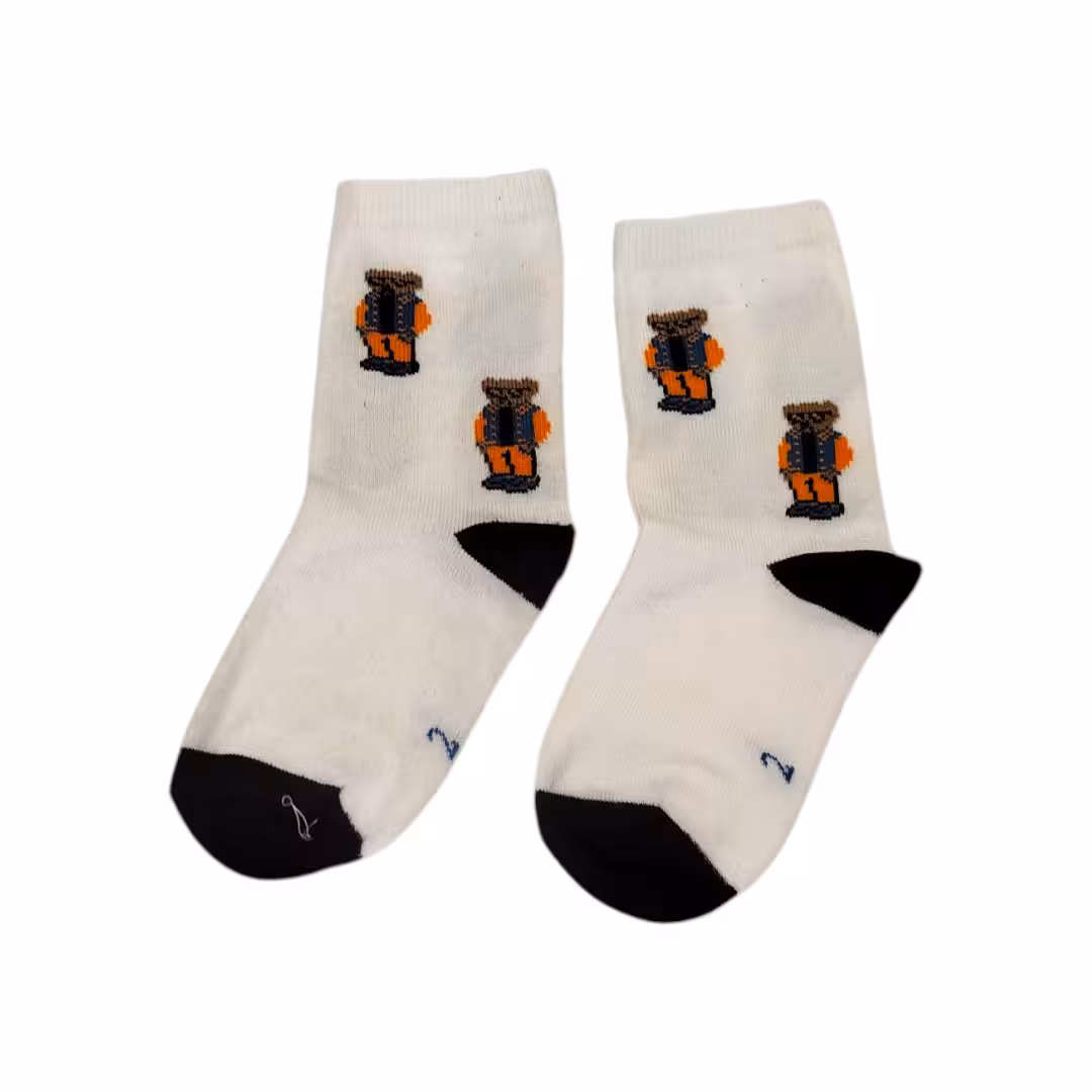 جوراب ساقدار سفید پسرانه طرح دوتدی مناسب 2 تا 3 سال