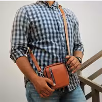 کیف دوشی مردانه چرم گاوی دست دوز