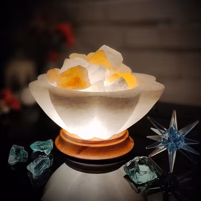 آباژور سنگ نمک مدل سـتاره ای پـایه چـوبی کـد 420