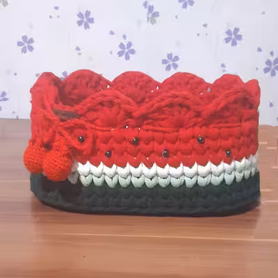 سبد قلاب بافی تریکو مژگان مدل هندوانه یلدا