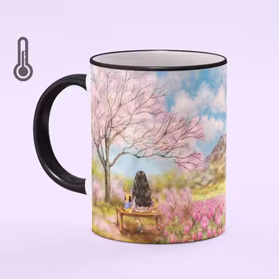 ماگ حرارتی نمااستور مدل دخترانه فانتزی فصل بهار کد 2165