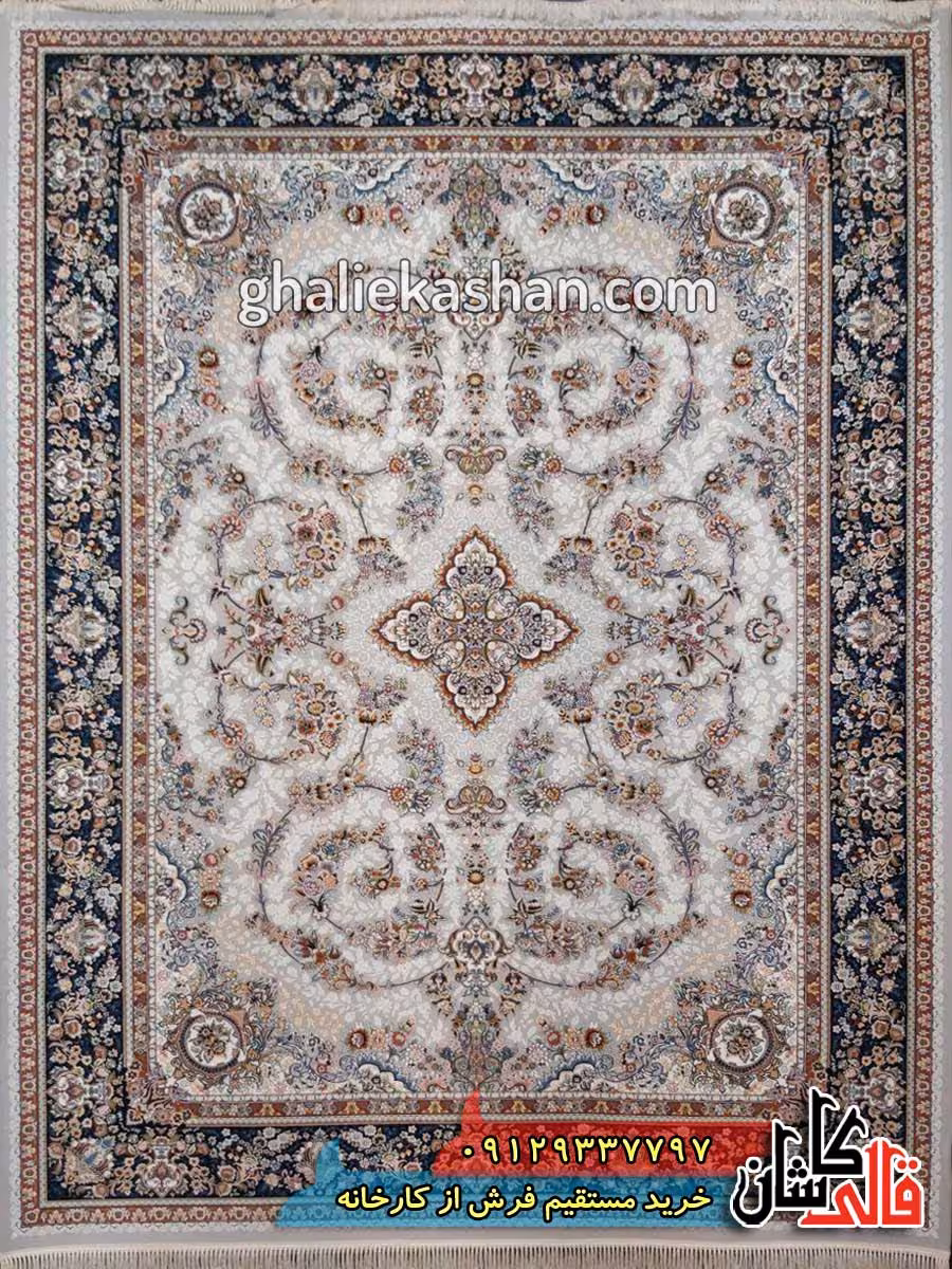 فرش 700 شانه طرح رستا زمینه فیلی کاشان – گل برجسته