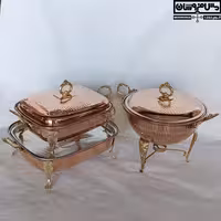 ست سوپ خوری مسی وارمر پایه بلند و سوفله خوری مسی چکشی زنجان پایه بلند 6 پارچه | مدل کترینگ