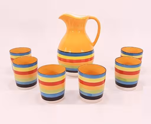 سرویس پارچ و لیوان سرامیکی رنگین کمان 7 پارچه(ارسال فقط برای تهران با پیک)